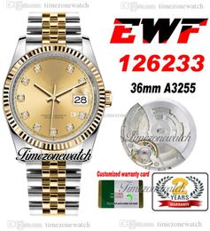 EWF 36 126233 A3235 Automatic Mens Watch Two Tone Yellow Gold Champagne Diamonds 904L JubileeSteel Bracelet Same Serial Card Super Edition Timezonewatch R03