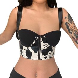 Bustiers & Corsets Cow Printed Sexy Crop Tops Women Waist Corset Body Shaper Chest Push Up Bandage Straps Bustier Party Club Streetwear Clot