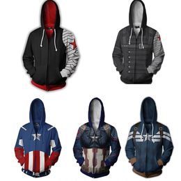 Men's Hoodies & Sweatshirts Long Sleeve 3D Printed Winter Soldier Men Hoody Hooded Jacket ClothingMen's