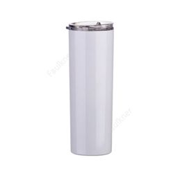 20oz sublimation straight tumblers blanks white 304 Stainless Steel Vacuum Insulated Slim DIY 20 oz Cup Car Coffee Mugs Sea Shipping 300lots DAF471