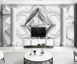 Custom 3d wallpaper Modern Roman column 3D geometric jazz white marble background wall paper