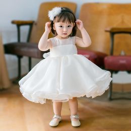 Girl's Dresses Born Baby Girl Beads Tulle Princess Infant Christening Gown 1 Year Birthday Dress Vestido Infantil For 0-6 Years