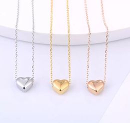 3 Colors Girls Love Necklaces Gold Plated Heart Shaped Pendant Clavicle Chain Necklace Solid Bangle Bracelets Fashion Jewelry