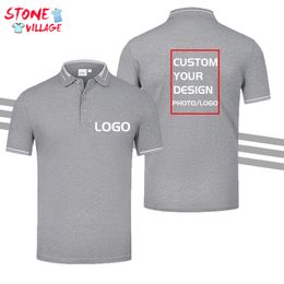 Printed Text Or Picture High end Customized Business Casual Short sleeved Polo Shirt Adult Office Work Clothes Quick drying 220722