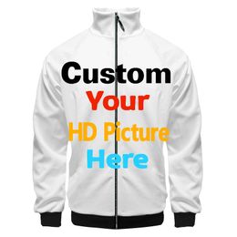 OGKB Custom Stand Collar Jacket DIY Print Your Own Design P os 3D Zipper Coat Jackets Outerwear Drop Shipper Wholesaler 220704