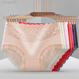 3 pcs/suit Sexy Edges Briefs Lingerie Feather Underwear Women Briefs Sexy Intimates Briefs Cotton High Waist Underwear L220801