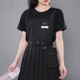 College Wind Cute Cotton Apron Removable Pocket Cross Back Dress for Works Art Studio Coffee Shop Anti-Fouling uniform 220507