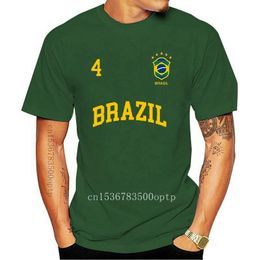 Men's T-Shirts Mens Clothes Fashion Design Cotton Male Tee Shirt Designing Brazil T-Shirt Number 4 Brazilian Soccers Team Sporter