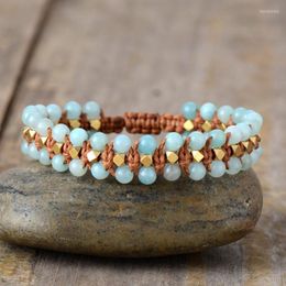 Charm Bracelets Bohemia Beaded Woven Amazonite Cord Braided Handmade Friendship Bracelet Beach Holiday JewelryCharm Lars22