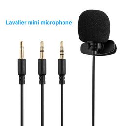 Microphones Mini Portable Clip-on Microphone Condenser Lavalier Tie Clip For Audio Studio Wired Mic PC Laptop
