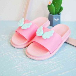 2021 Summer New Children Sandals Cute Cartoon Small Wings Children Slippers In Stock Casual Soft Soles Girls Shoes Ynn J220716