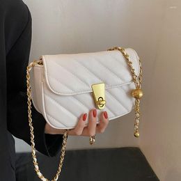 Evening Bags Luxury Designer Fashion PU Leather Shoulder For Women Gold Color Chains Strap Crossbody White Black Bolsa FemininaEvening