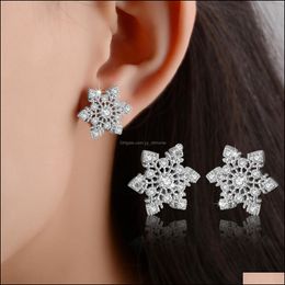 Stud Earrings Jewellery Fashion 925 Sterling Sier Plated Snowflake Charm For Women Lady Accessories Ed255 Drop Delivery 2021 5O48G