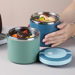 Lunch Bento Box Stainless Steel Soup Cup Leakproof Food Container Thermal Cup Vacuum Flasks Straw Can Be Inserted 220408