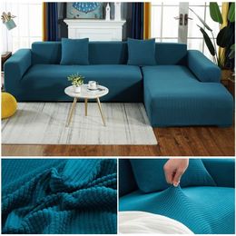 Elastic Polar Fleece L Shape Sofa Covers Jacquard Couch Cover for Living Room Chaise Lounge Stretch Armchair Slipcover 220615