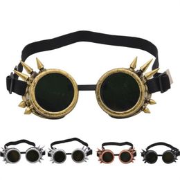 Steampunk Sunglasses Uisex Personality Rivet Cycling Sun Glasses Outdoor Goggles Masquerade Party Ornamental Round Frame Adumbral