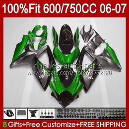 Injection Fairings For SUZUKI Green grey GSXR-750 GSXR-600 GSXR750 K6 GSXR600 06 07 Body 130No.130 GSXR 750 600 CC 750CC 600CC 2006 2007 GSX-R750 06-07 OEM Bodywork