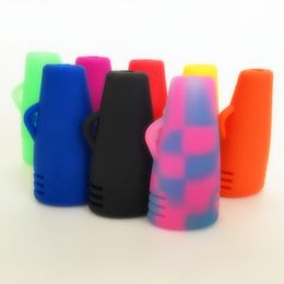 Colourful Mini Silicone Pipes Dry Herb Tobacco Metal Bowl Handpipes Portable Lanyard Ring Cigarette Holder High Quality Smoking DHL Free