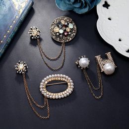 Pins Brooches Vintage Rhinestone Pearl Geometric For Women Classic Tassel Trendy Badges Chains Suit Clothes Brooch Pin JewelryPins