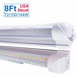 V-Shaped 2Ft 3Ft 4Ft 5Ft 6Ft 8Ft Cooler Door Led Tubes T8 Integrated Double Sides Led Lights 85-265V Stock In US Fluorescent Lamp Replacement For Garage Workshop OEMLED