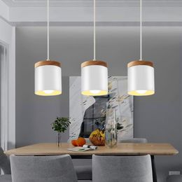 Pendant Lamps Modern LED Pendent Lamp Nordic Hanging Light Iron Wooden Bedroom Bedside Single Head Cylindrical Living Room DecorationPendant