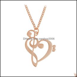 Pendant Necklaces Pretty Love Note Music Heart Of Treble And Bass Clef Necklace Women Jewelry Infinity Charm Carshop2006 Carshop2006 Dhebu
