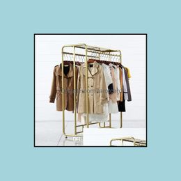 Clothes Store Hanger Bedroom Furniture Display Rack Double-Row Parallel Bars Floor-To-Floor Womens Cloth Shop Shees Nordic Simple Clothing I