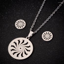 Pendant Necklaces Necklace Earring Sets Round Hollow Clavicle For Women Alloy Fashion Female Engagement Jewellery Gift Party