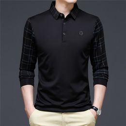 Ymwmhu Fashion Solid Polo Shirt Men Korean Fashion Clothing Long Sleeve Casual Fit Slim Man Polo Shirt Button Collar Tops 220702