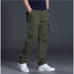 Spring Autumn Cargo Pants Casual Men Baggy Regular Cotton Pants Male Combat Tactical Pants Multi Pockets J220629