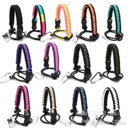 Paracord Handle for Wide Mouth Water Bottle Survival Strap Cord with Safety Ring Carabiner for Hiking Camping Walking 12oz-64OZ water bottle BES121