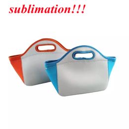 sublimation Neoprene Lunch Bags Colourful Insulated Lunch Tote Bag Reusable Washable blank Picnic Bag