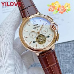 High Quality Men Luxury Watch 48mm Sub Dials Work Automatic Mechanics Clock Top Brand Chronograph Genuine Leather Strap Waterproof Business Wristwatches