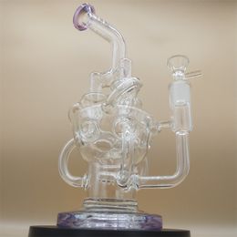 10 Inch Purple Hookah Glass Bong Recycler Pipes Water Pipes Bongs Smoke Pipe Bottles Dab Rig Size 14mm Female Joint