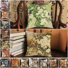 Cushion/Decorative Pillow Chinese Style Classical Flower And Bird Cushion Throw Pillows Famous Vintage Painting Peony Landscape Decorative S