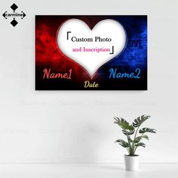 Canvas with Custom Po Canvas Painting Anniversary Day Wall Art Fusional Love Modern Style Canvas Poster for Family Decor Gift 220623