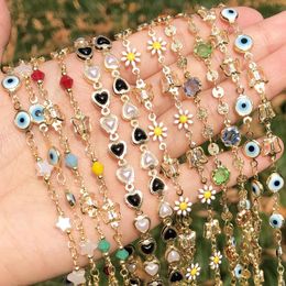 Chains Brass Star Love Heart Pearl Flower Jewelry Findings Bracelet Necklace Handmade DIY Jewellery AccessoriesChains