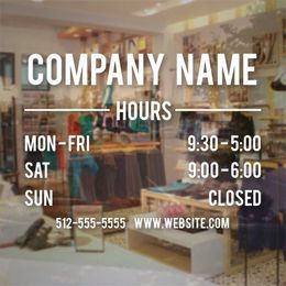 Customised Store Sign Window Business Vinyl Decal Hours of Sticker Custom Company Name Wall Mural AZ771 220622