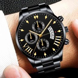 for Men Mens Men Fashion Men's Stainless Steel Quartz Men's Business Calendar Luxury Men Y220707