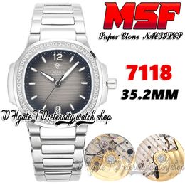 MSF 7118-1200A-011 Cal.324SC ms324 Automatic Ladies Watch 35.2mm Grey Black Gradient Texture Dial Diamonds Bezel Steel Bracelet Super Version eternity Womens Watches