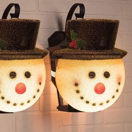 outdoors decorations UK - Christmas Snowman Santa Claus Lampshade for Corridor Wall Lamp Cover Outside Xmas Lamp Shade Holiday Decorations