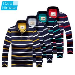 Autumn Men Polo Shirt Long Sleeve Shirt Cotton Embroidery Spring Warm Casual Fashion Stripe Polo Shirt Men 220608