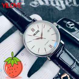 40mm Round Stainless Casual Men's Watch Three Hands Simple Design Calendar Multifunctional Chronograph Clock Leather Pin Buckle Wristband Sapphire Wristwatch