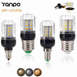 Super Bright 9W 27LEDs LED Corn Bulb New E27 E14 Chandelier Lights E12 E26 Lampada Home Lighting Warm Cool Neutral White Energy H220428