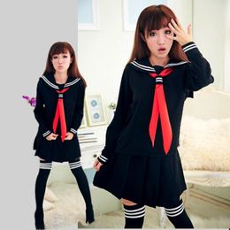 Clothing Sets Uniform Japanese School Students Fashion Dress Sailor Suits Black Navy For Girls Cosplay Costume Top Skirt NecktieClothing