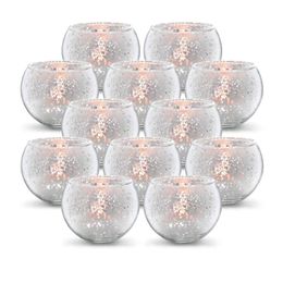 Candle Holders 6Pcs/12Pcs Round Gold Votive Bulk Mercury Glass Tealight Holder For Wedding Decor And Home