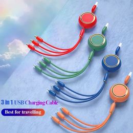 3 in 1 Fast Charger 3A USB Cables Retractable Type C Micro Cord Quick Charging for iPhone 11 12 13