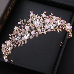 Headpieces Baroque Gold Crystal Princess Bridal Crowns Queen Rhinestone Handmade Wedding Accessories Prom Birthday Party Jewelry