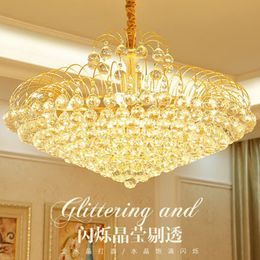 Golden K9 Crystal Chandeliers Lights Fixture LED Modern Luxury Pendant Chandelier Lamps American Classic Droplight European Hotel Home Indoor Hanging Lighting