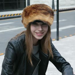 Beanie/Skull Caps Winter Hats For Women Faux Fur Hat Women's Fashion Cap Warming Flat NO Tops Girl Casual Solid Bonnet Outwear Delm22